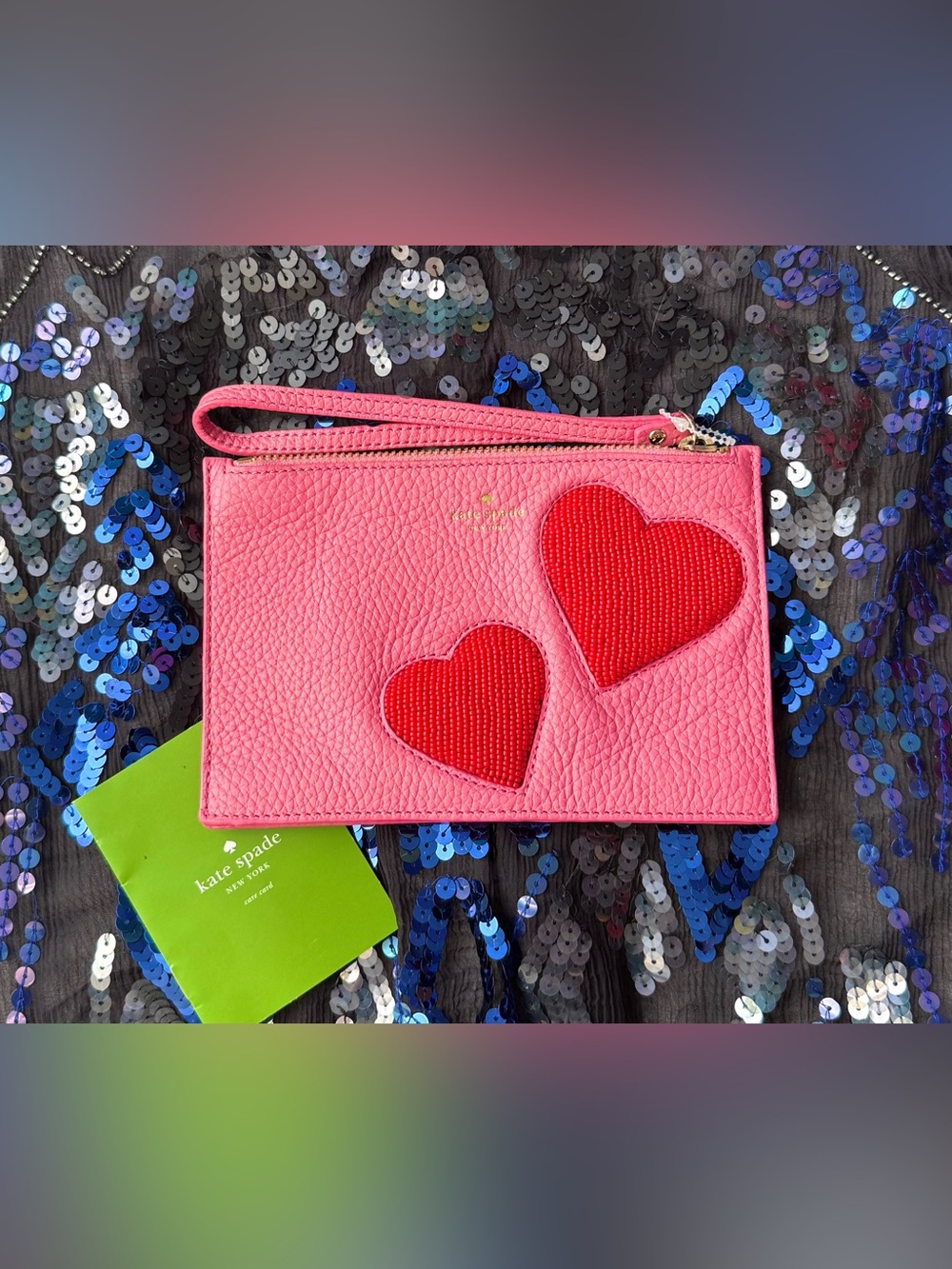Kate Spade On Purpose Beaded Heart Wristlet